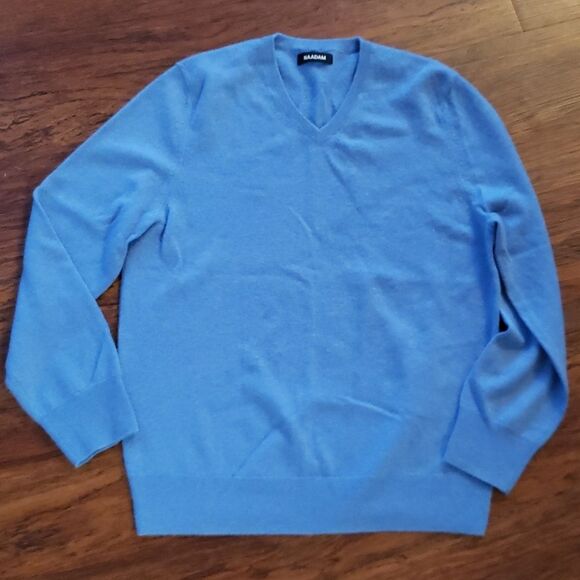 Naadam Mens Light Blue 100% Cashmere Long Sleeve Pullover Sweater Size Large - Picture 1 of 4